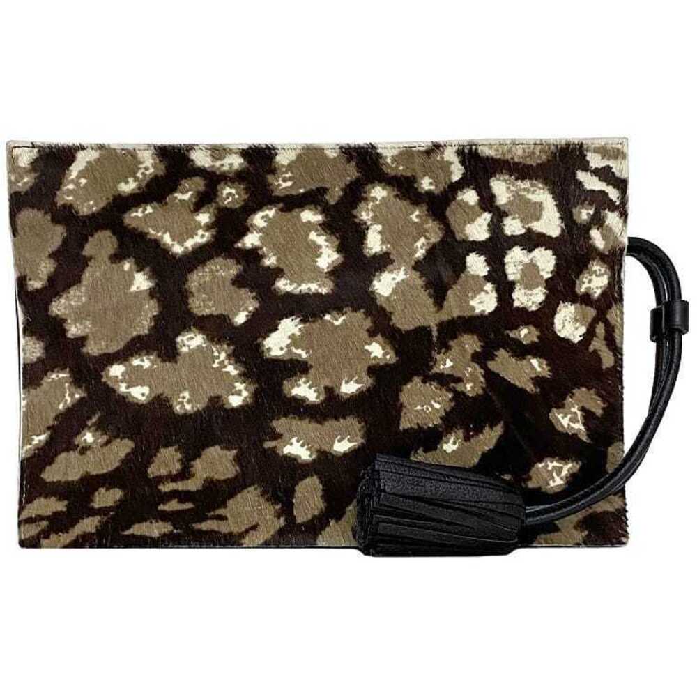 Loewe Clutch Bag Brown Leopard Tassel Handbag Calf Hair Leather Clutch Animal